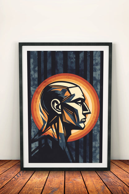 Abstract Profile Poster – Retro Geometric Portrait Art