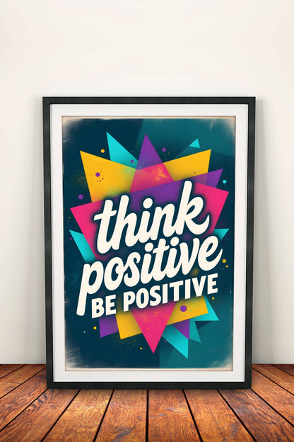 Think Positive Be Positive Poster – Retro Motivational Vibes Art
