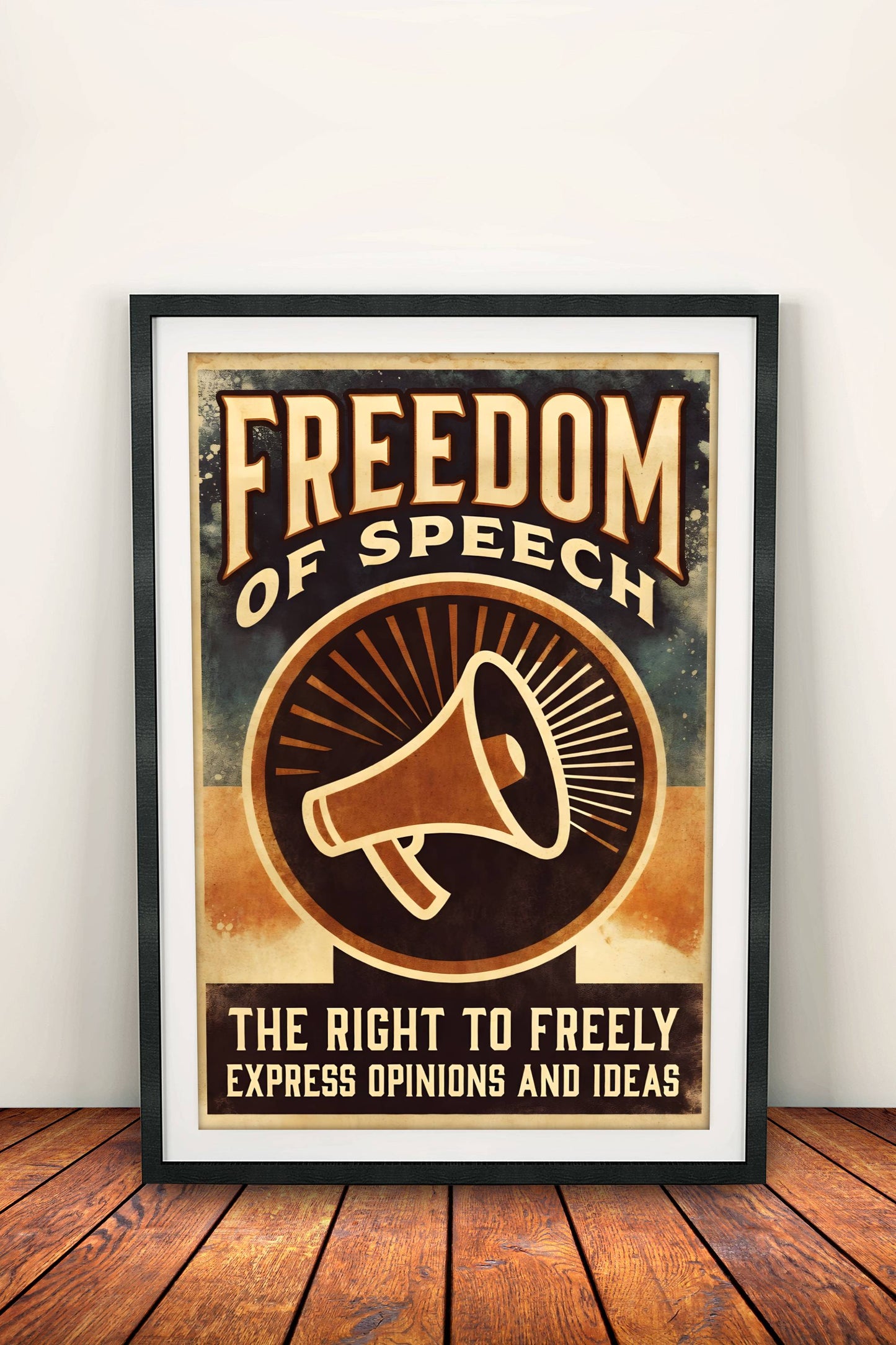 Freedom of Speech Poster – Retro Megaphone Liberty Art