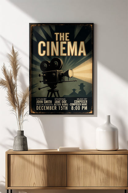 The Cinema Movie Poster – Retro Vintage Film Night Art