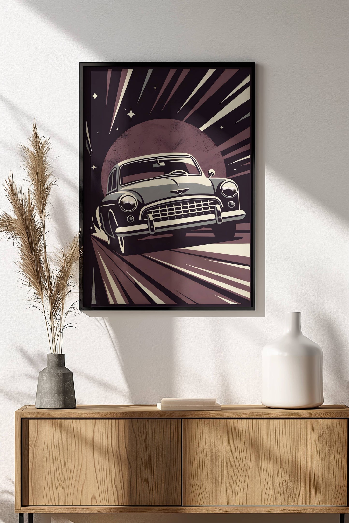 Classic Car Speed Poster – Retro Night Drive Art