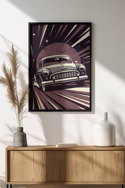 Classic Car Speed Poster – Retro Night Drive Art
