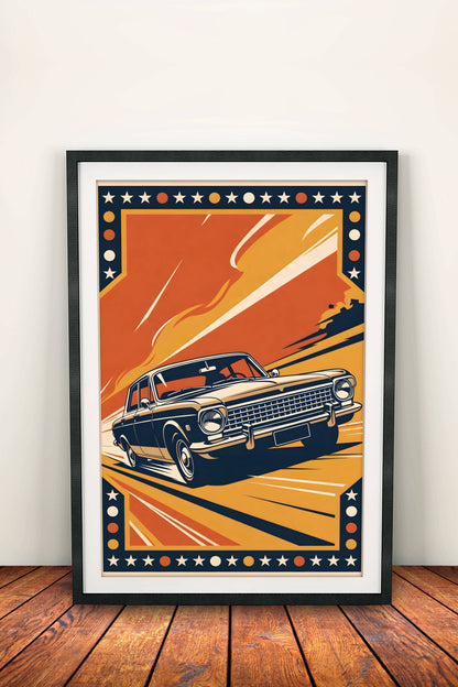 Classic Soviet Car Speed Poster – Retro Road Rally Art