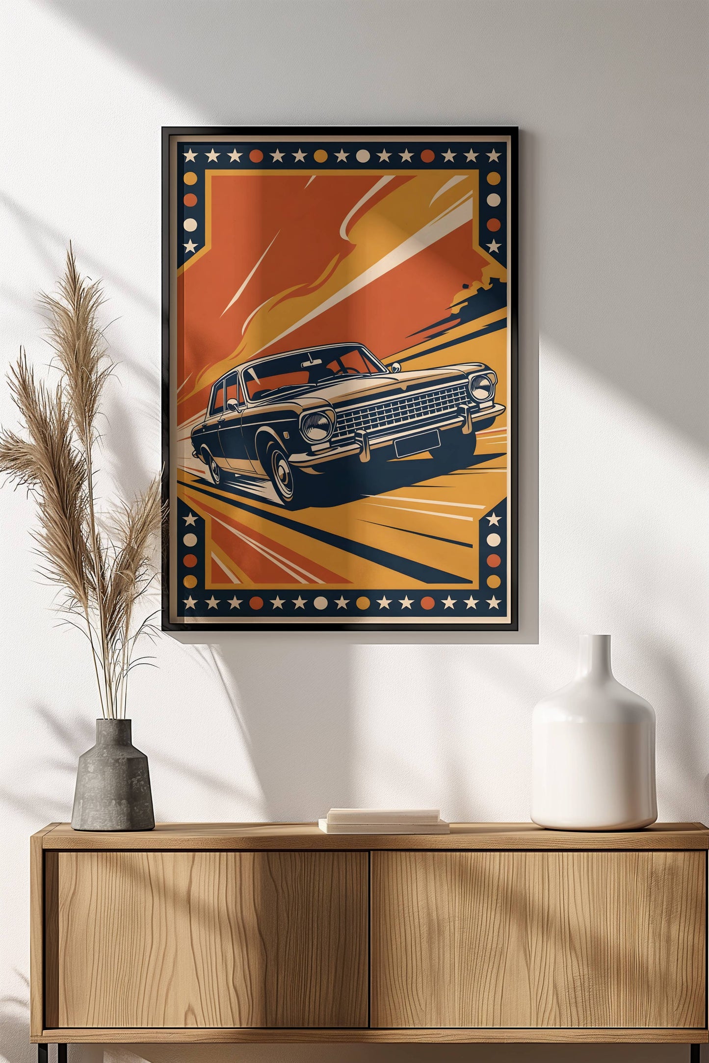 Classic Soviet Car Speed Poster – Retro Road Rally Art