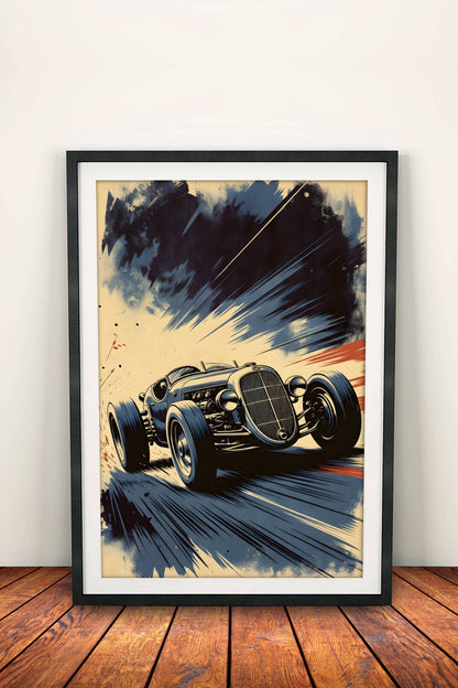 Hot Rod Speed Poster – Retro Drag Race Art