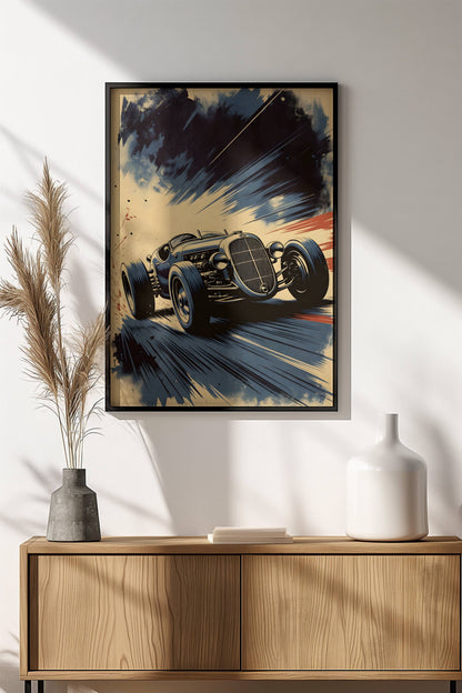 Hot Rod Speed Poster – Retro Drag Race Art