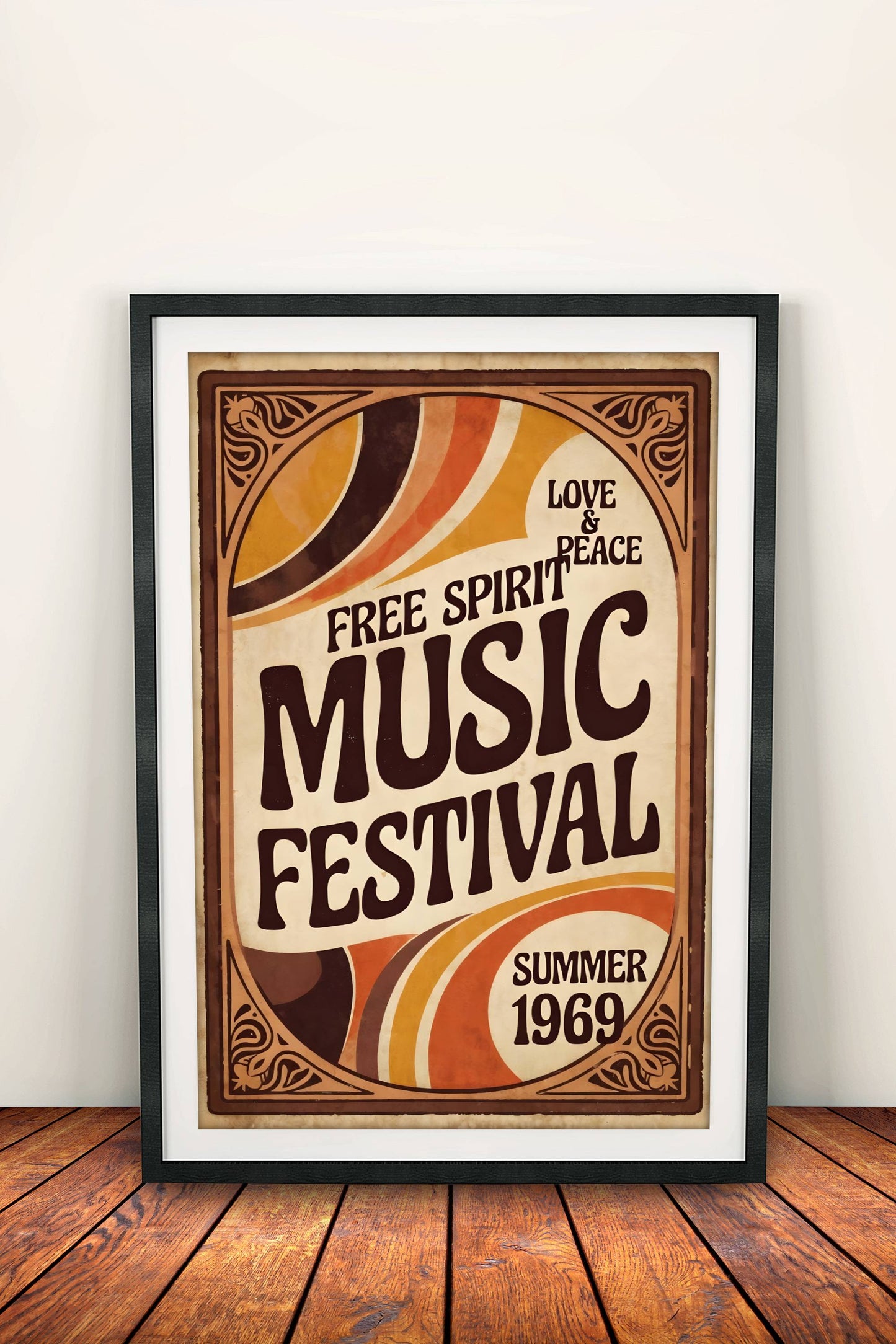 Free Spirit Music Festival 1969 Poster – Retro Hippie Summer Art
