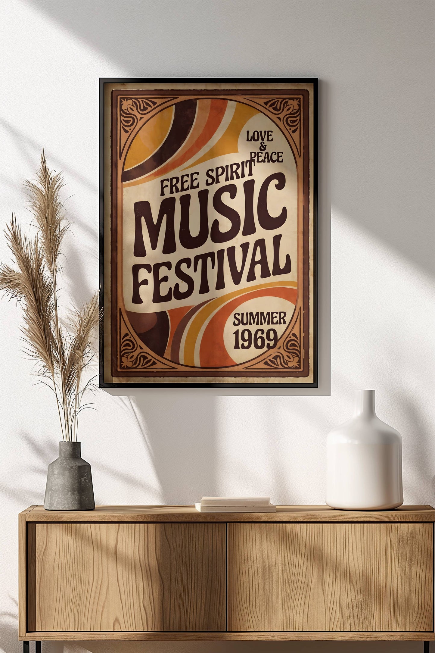 Free Spirit Music Festival 1969 Poster – Retro Hippie Summer Art