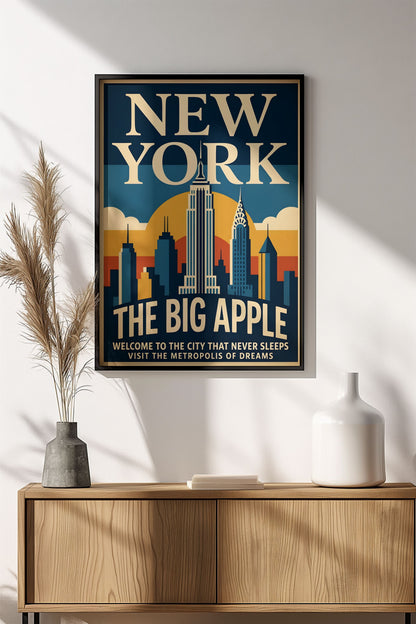 New York The Big Apple - Vintage Travel Poster