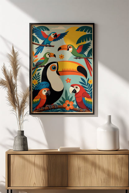 Tropical Toucans Poster – Retro Jungle Bird Art