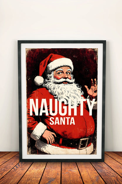 Naughty Santa - Vintage Christmas Poster