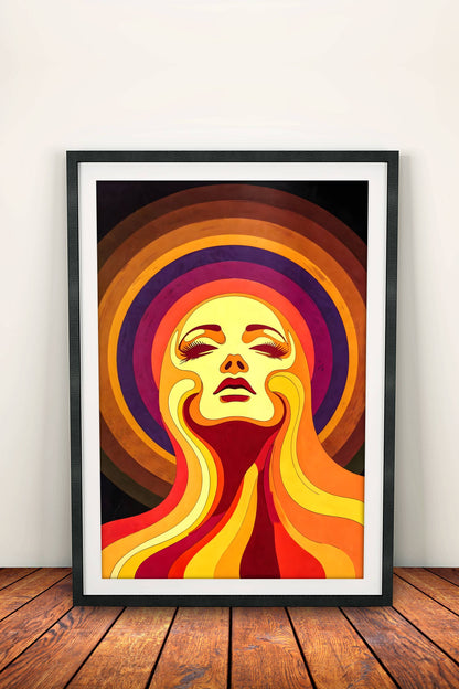 Sun Goddess Poster – Retro 70s Spiritual Glow Art