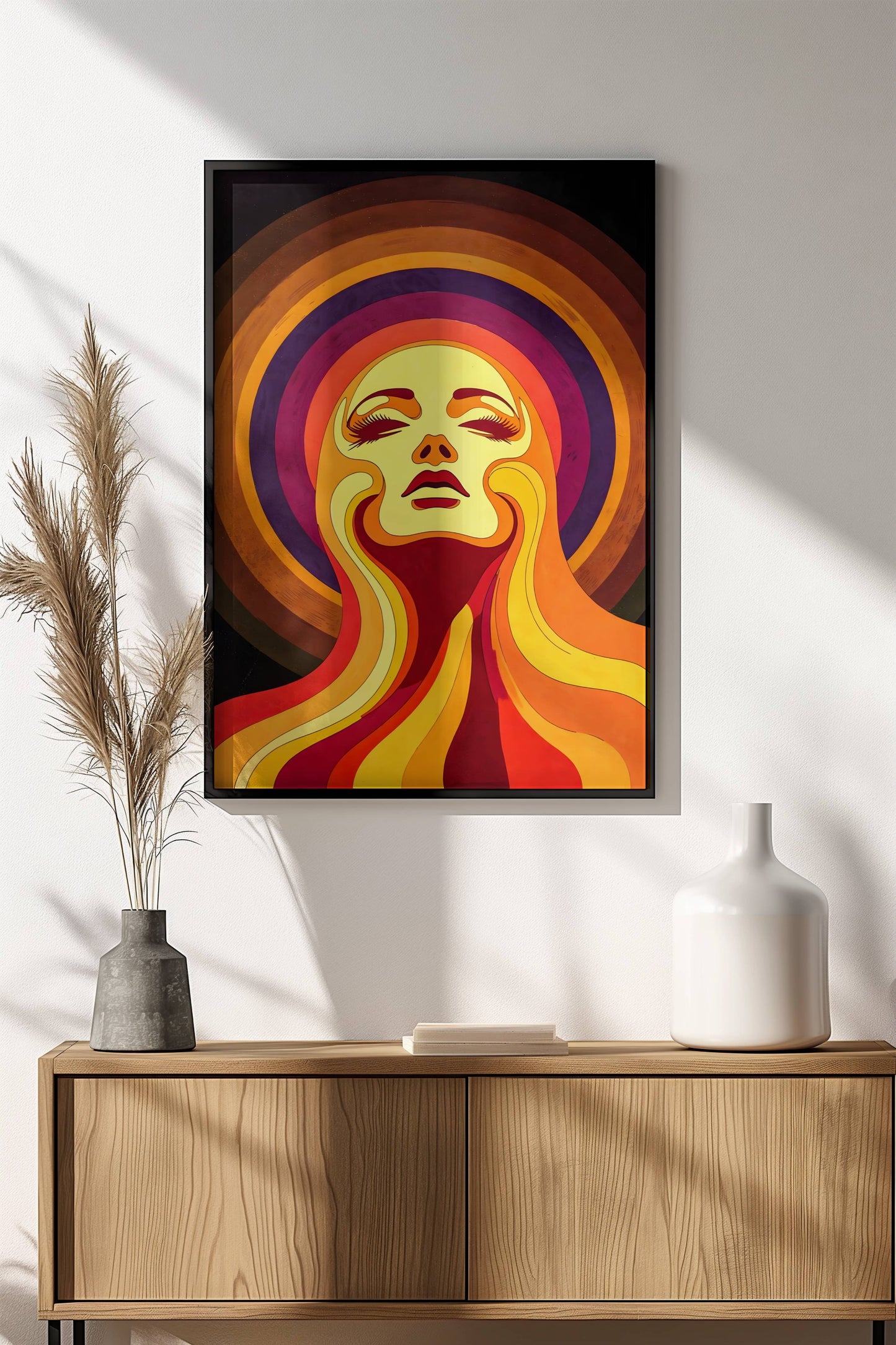 Sun Goddess Poster – Retro 70s Spiritual Glow Art