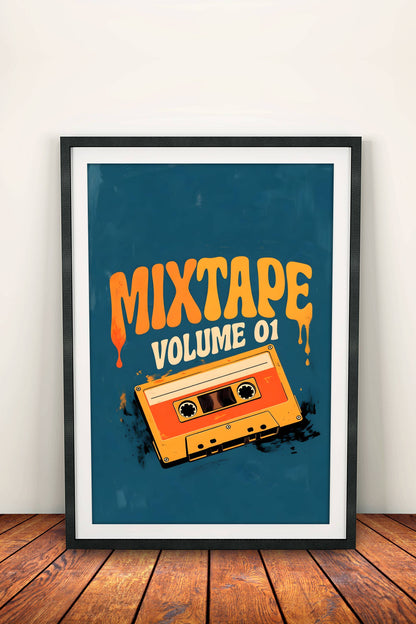 Mixtape Volume 01 Poster – Retro 80s Cassette Vibes Art