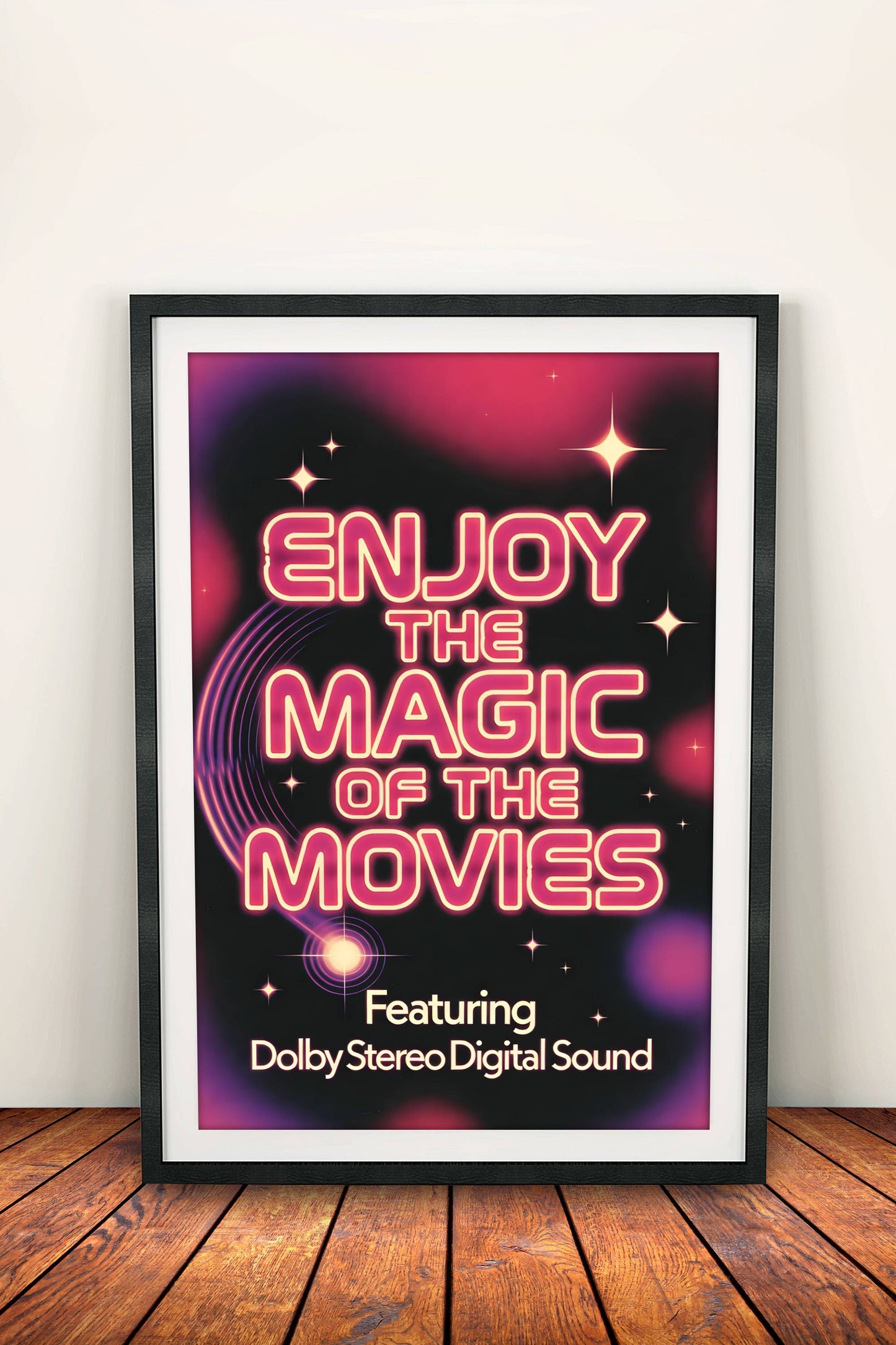 Enjoy The Magic Of The Movies Poster – Retro Cinema Glow Art