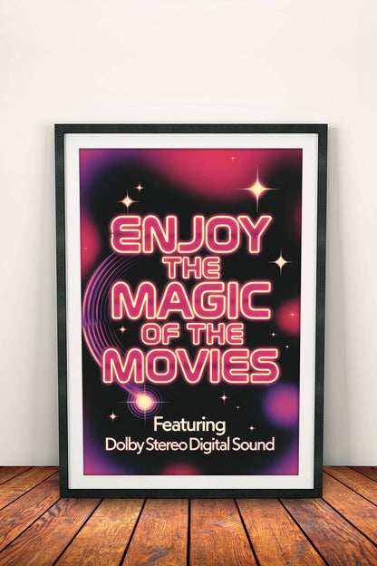 Enjoy The Magic Of The Movies Poster – Retro Cinema Glow Art