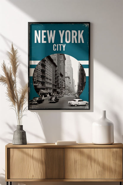 New York City Vintage Poster – Retro Big Apple Street Scene