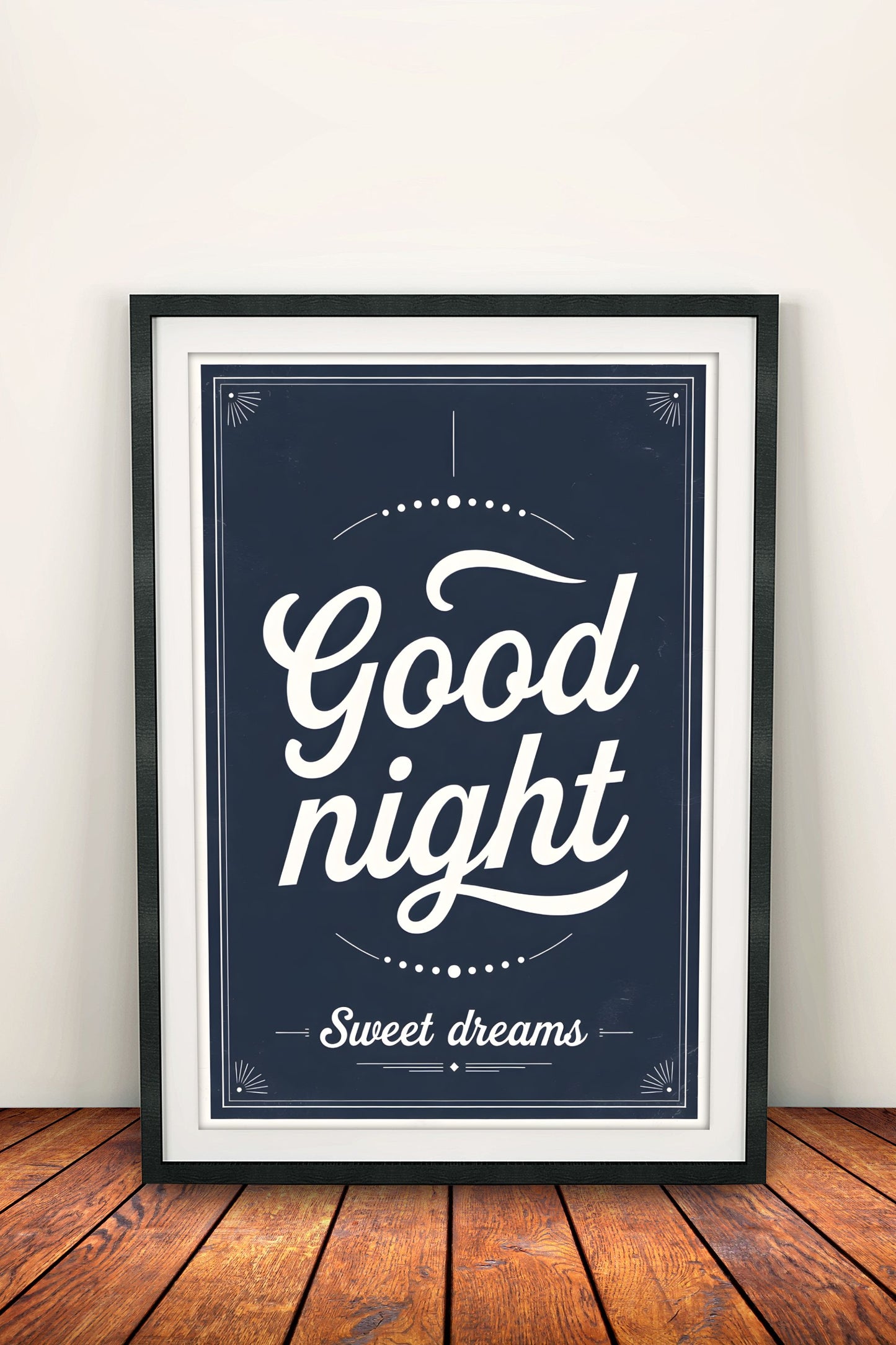 Good Night Sweet Dreams Poster – Retro Navy Blue Sign