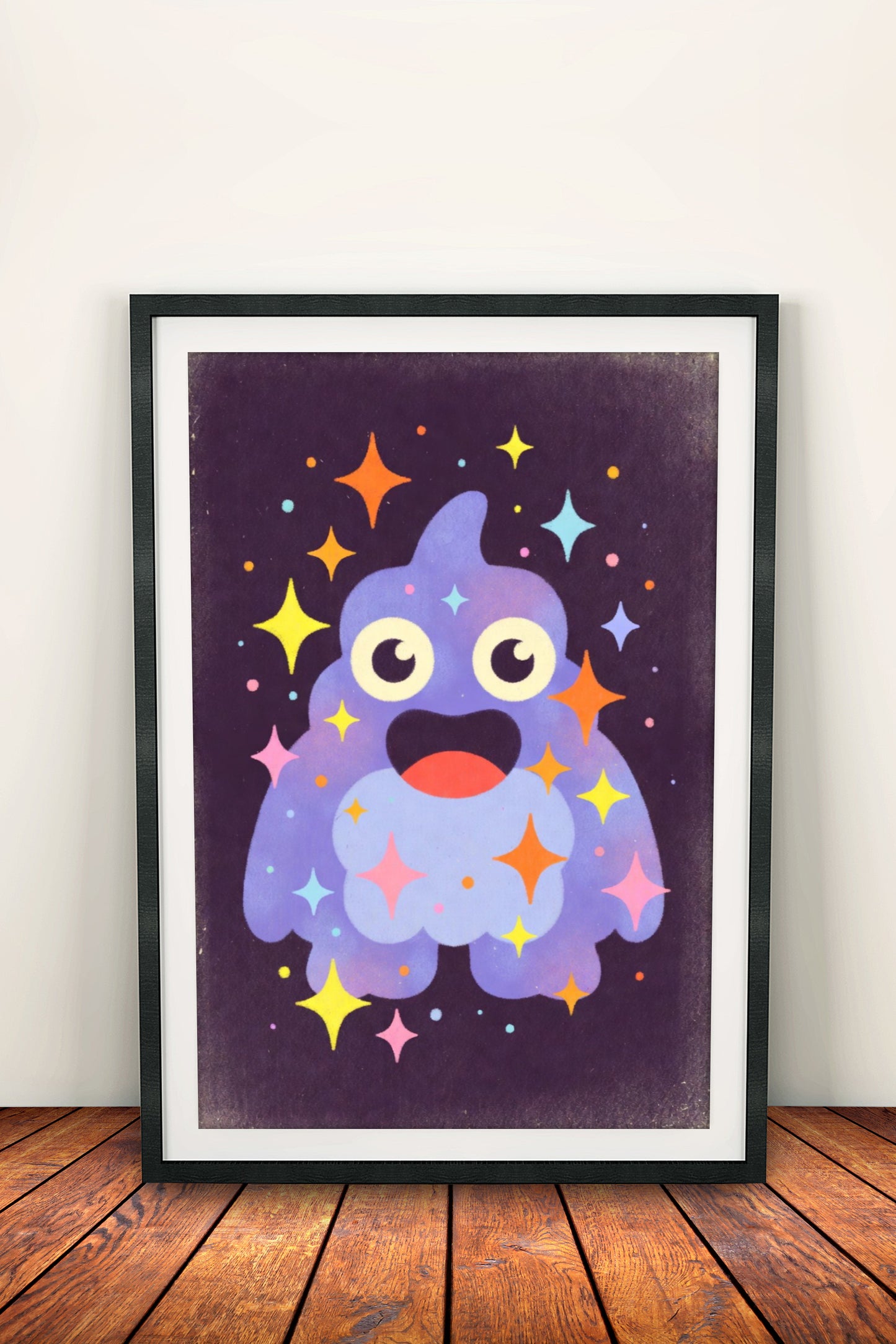 Sparkly Cute Monster - Retro Vintage Kids Poster