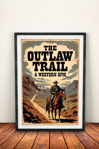The Outlaw Trail Poster – Retro Western Epic Art