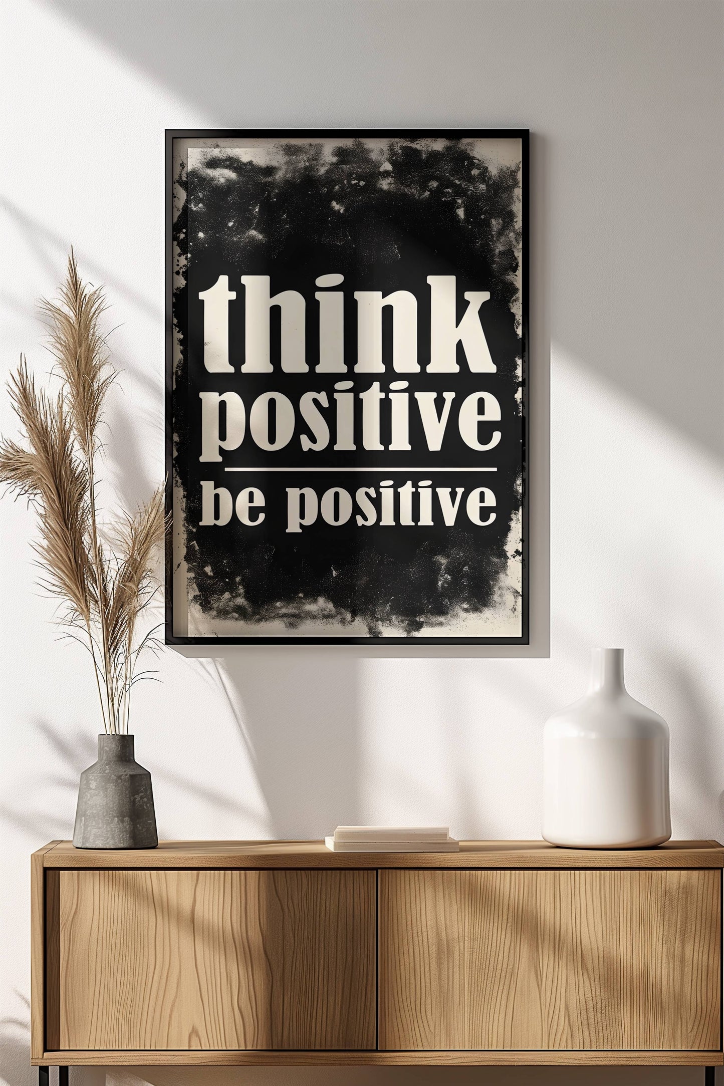 Think Positive Be Positive Poster – Retro Motivational Burst Art