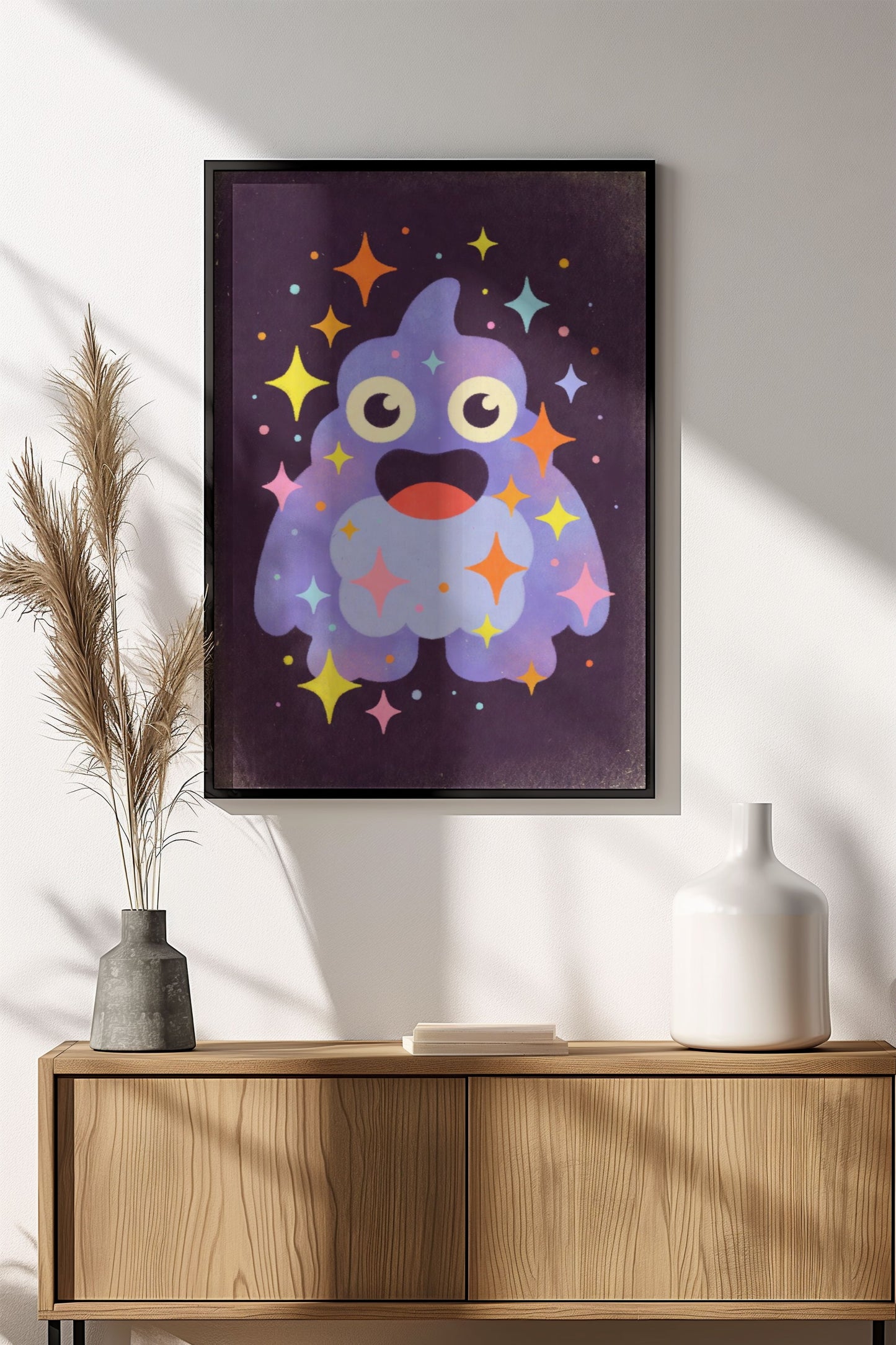 Sparkly Cute Monster - Retro Vintage Kids Poster