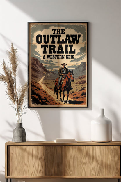 The Outlaw Trail Poster – Retro Western Epic Art