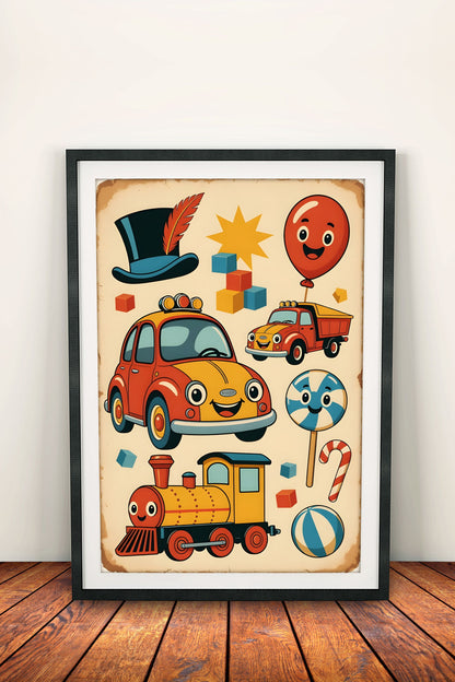 Playtime Toys Fun - Vintage Kids Poster