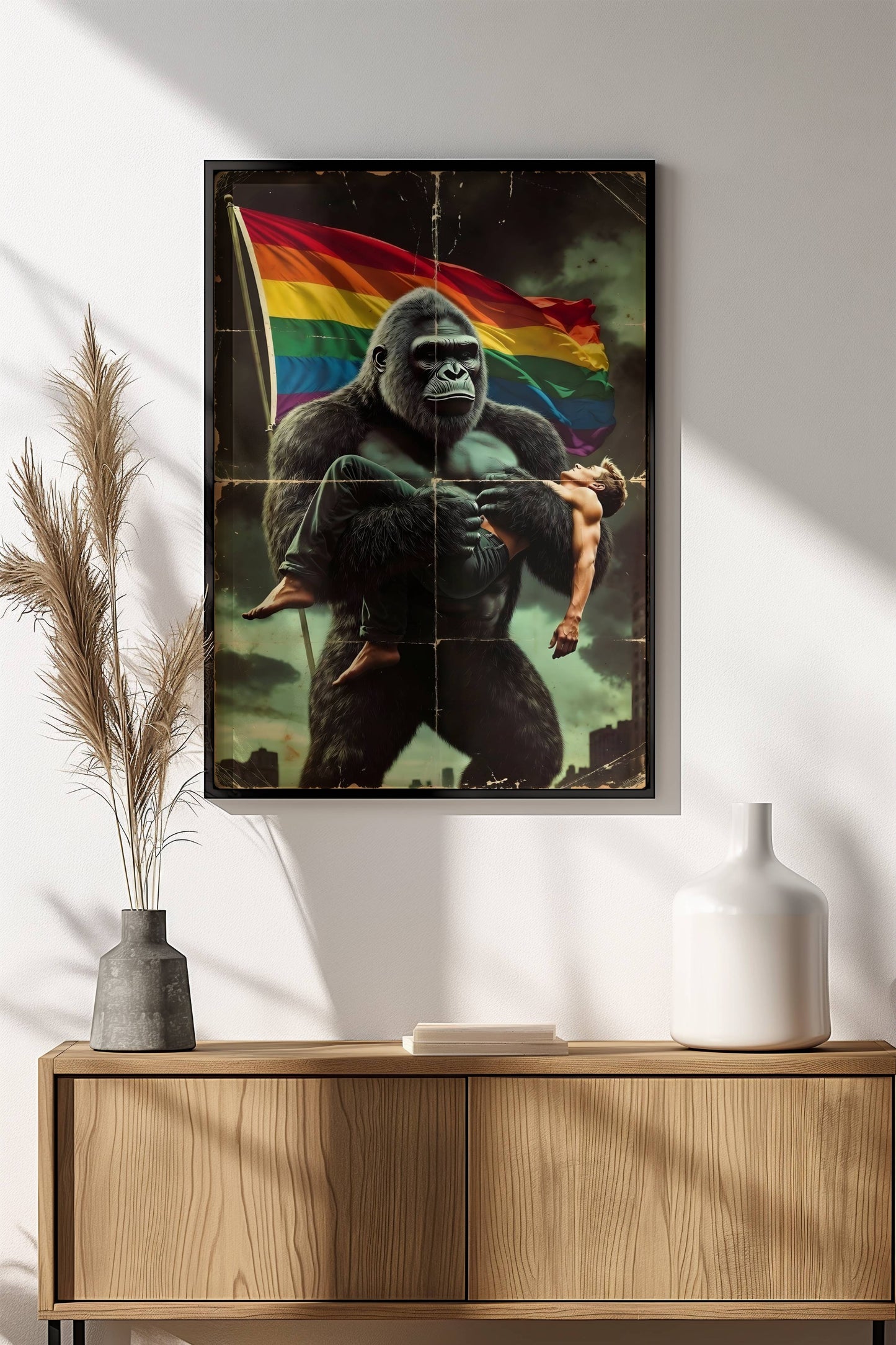 Gorilla Pride Poster – Retro LGBTQ+ Strength Art