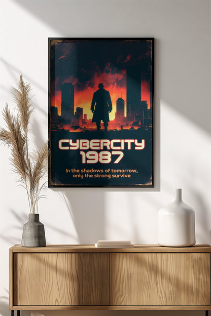 Cybercity 1987 Poster - Retro Cyberpunk Noir Art
