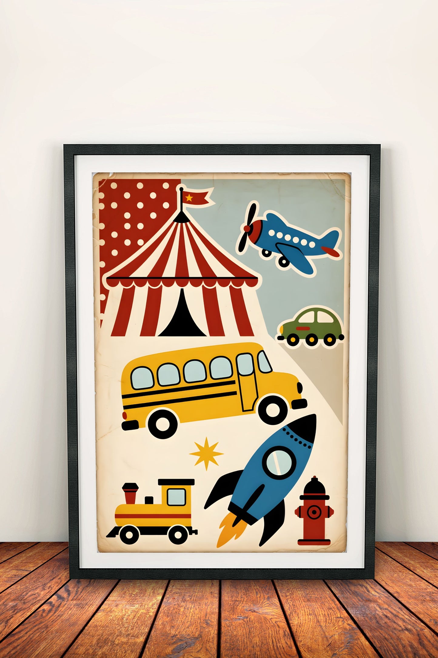 Vintage Circus Adventure Poster – Retro Toys & Vehicles