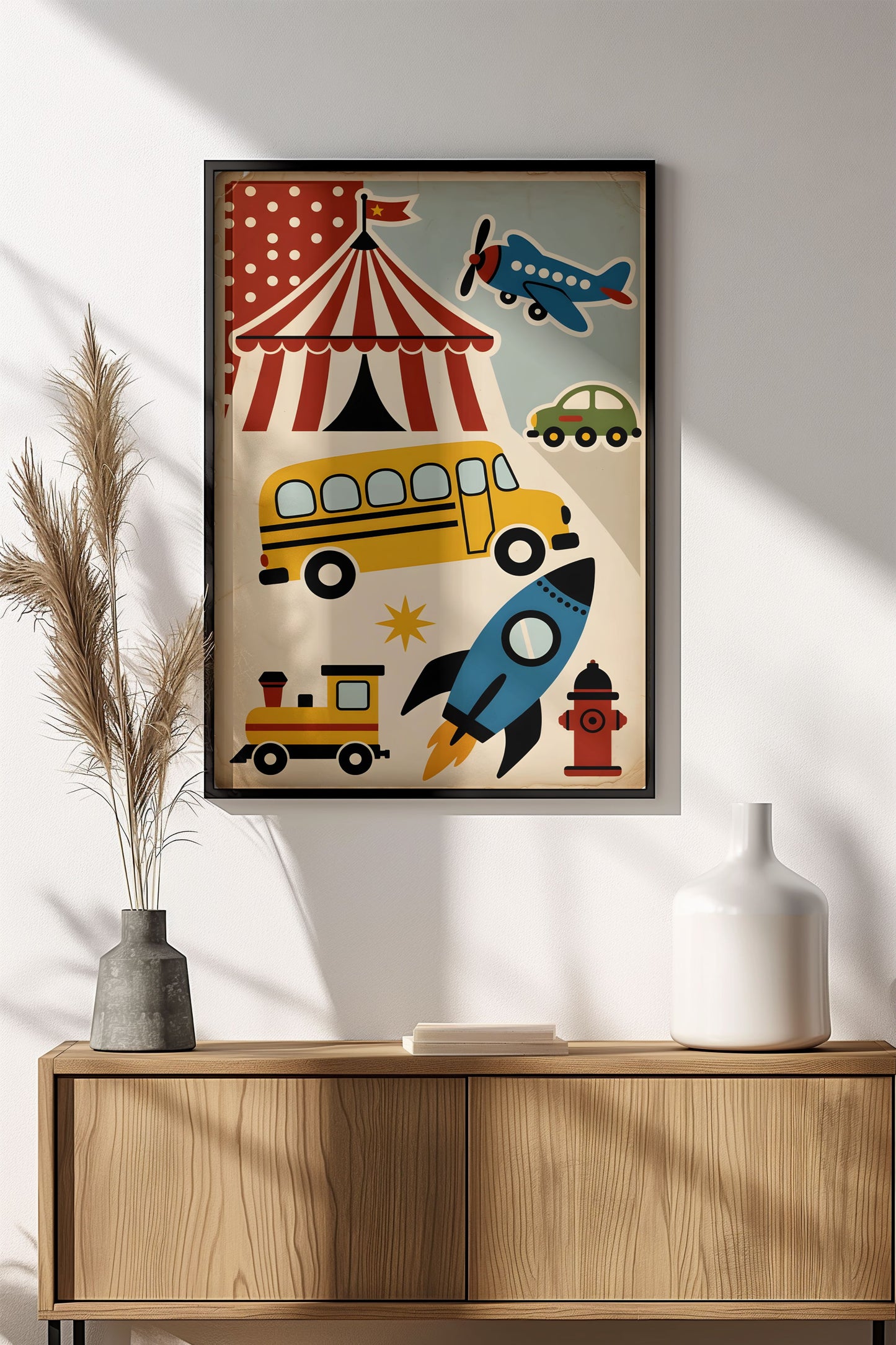 Vintage Circus Adventure Poster – Retro Toys & Vehicles