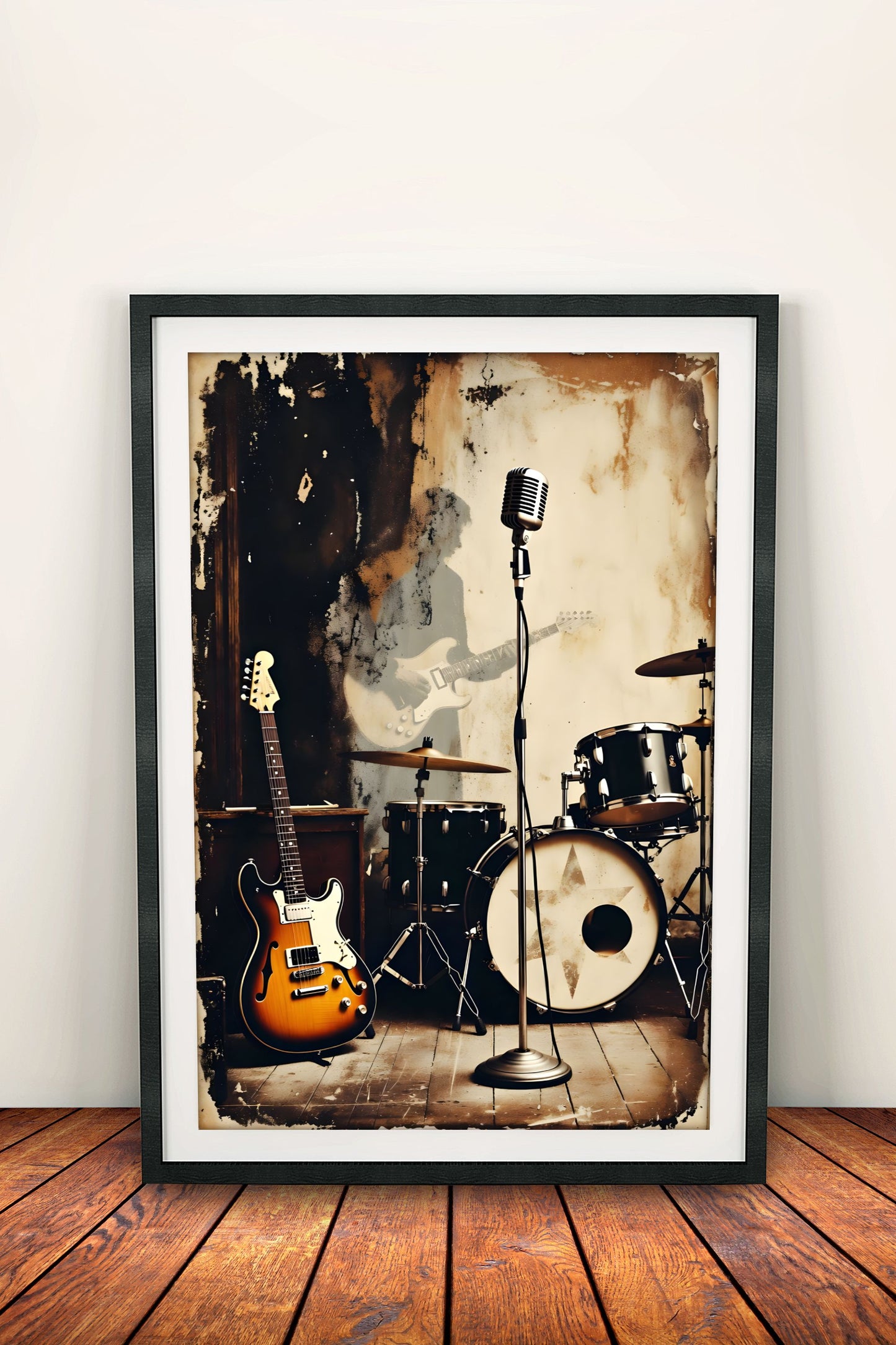Vintage Rock Band Setup - Retro Music Poster