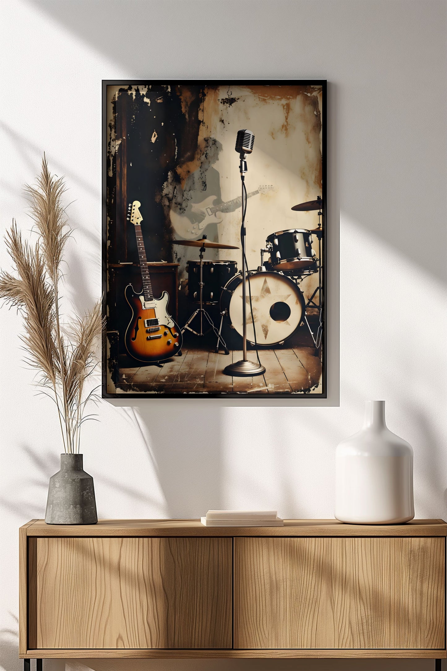 Vintage Rock Band Setup - Retro Music Poster