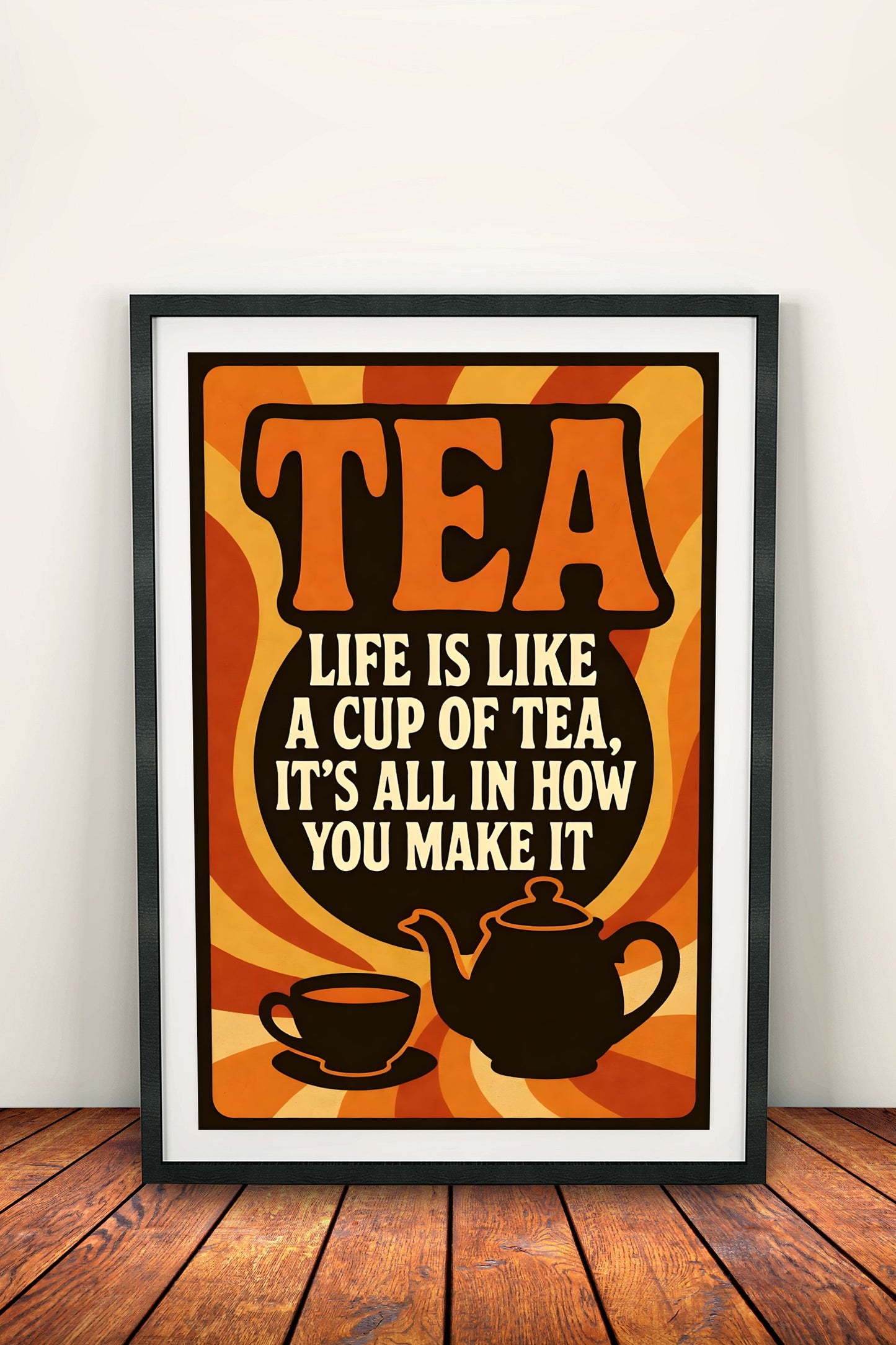 Tea Life Like a Cup Poster – Retro Positive Tea Art