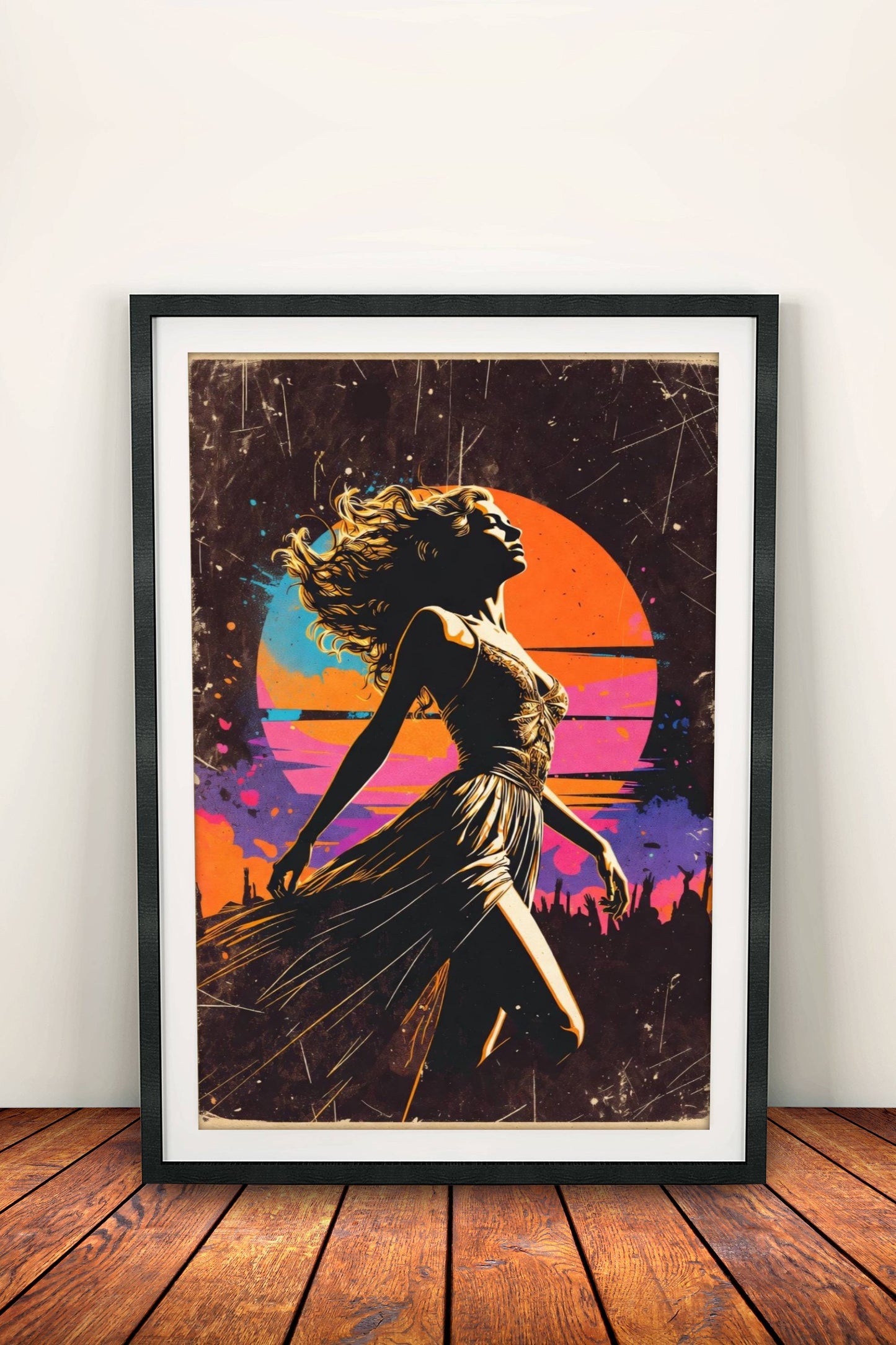 Live Free Dance Poster – Retro Energetic Sunset Art
